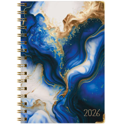 2025-2026 Global Excello Brands Hardcover Fashion Weekly/Monthly Planner, 5-1/2" x 8", Dark Blue Marble, November 2025 To December 2026