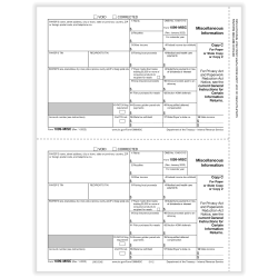 ComplyRight® 1099-MISC Tax Forms, Payer Copy C, 2-Up, Laser, 8-1/2" x 11", Pack Of 100 Forms