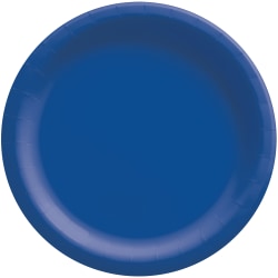 Amscan Round Paper Plates, Bright Royal Blue, 10", 50 Plates Per Pack, Case Of 2 Packs