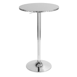 LumiSource Bistro Round Metal Bar Table, 41"H x 25-1/2"W x 25-1/2"D, Silver