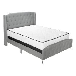 Monarch Specialties Dwight Queen Bed, 88-1/4"L x 66-1/4"W x 66-1/4"D, Gray/Chrome
