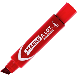 Avery® Jumbo Permanent Markers - Chisel Marker Point Style - Red - Red Barrel - 12 / Dozen