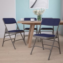 Flash Furniture Hercules Curved Upholstered Folding Chairs, Set Of 4 Folding Chairs, Navy/Gray