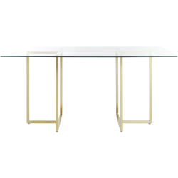 Eurostyle Legend Rectangle Dining Table, 30"H x 48"W x 29"D, Brushed Matte Gold/Clear