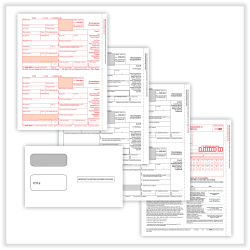 ComplyRight® 1099-NEC Tax Forms Set, 3-Part, 2-Up, Copy A/B/State-File, 8-1/2" x 11", with Envelopes, Pack Of 25