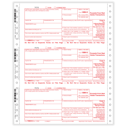 ComplyRight® 1099-S Tax Forms, 4-Part, Copy A/State/B/C, 1-Wide, Continuous, 9" x 11", White, Pack Of 100 Forms