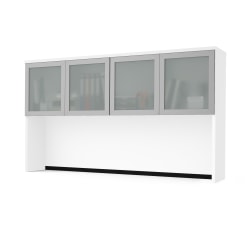 Bestar Pro-Concept Plus Hutch With Frosted Glass Doors, 40-7/16"H x 71-1/8"W x 12-7/16"D, White