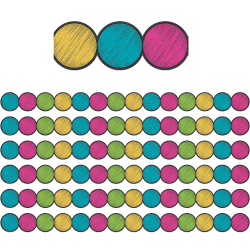 Teacher Created Resources Die-Cut Border Trim, Chalkboard Brights Circles, 35' Per Pack, Set Of 6 Packs
