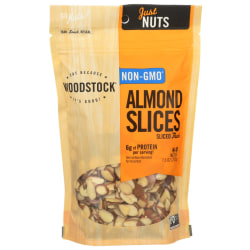 Woodstock Foods Non-GMO Almonds, Thick Sliced Unsalted, 7.5 Oz, Total Qty 8
