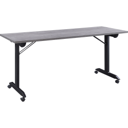 Lorell® Mobile Folding Training Table, 29-1/2"H x 63"W x 23-5/8"D, Black/Weathered Charcoal