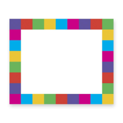 Trend Rainbow Plaid Name Badge Label - 3" Width x 2 1/2" Length - Removable Adhesive - Rectangle - Assorted - 36 / Pack