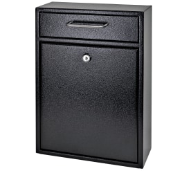 Mail Boss Locking Security Drop Box, 16 1/4"H x 11 1/4"W x 4 3/4"D, Black