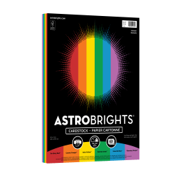 Astrobrights Color Cardstock, 8-1/2" x 11", Primary Assortment, Total Qty 60
