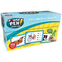 Teacher Created Resources Power Pen Learning Cards, First Words in Spanish, Set Of 53 Cards