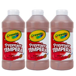 Crayola Premier Tempera Paints, 16 Oz, Brown, Pack Of 3 Paints