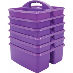 Teacher Created Resources Plastic Storage Caddies, 5-1/4"H x 9-1/4"W x 9"D, Purple, Pack Of 6 Caddies