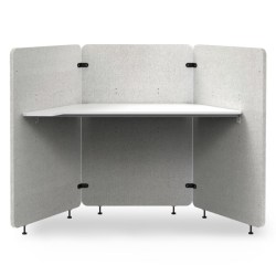 Luxor RECLAIM® Acoustic Work Pod, 3 Panel, 100% Recycled, 54-1/2"H x 73"W x 32"D, Light Gray/White