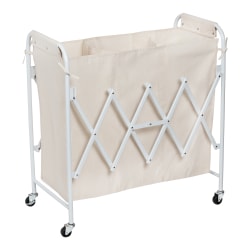 Honey Can Do Collapsible Accordion Triple Laundry Sorter, 33-3/4"H x 15-3/4"W x 31-7/16"D, White