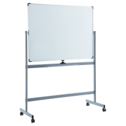 Lorell Magnetic Dry-Erase Whiteboard Easel, 48" x 72", Aluminum Frame With Silver Finish