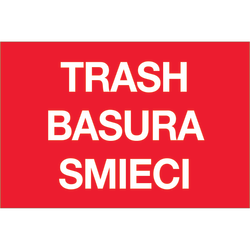 Tape Logic® Preprinted Special Handling Labels, DL1311, Trash/Basura/Smieci, Rectangle, 2" x 3", Red, Roll Of 500