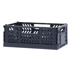Office Depot® Brand Folding Stacking Storage Crate, 3-5/16"H x 8-5/16"W x 5-3/4"D, Blue