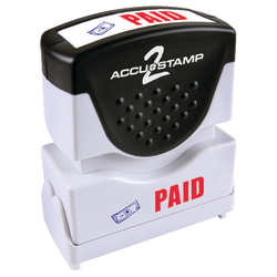AccuStamp Pre-Ink Message Stamp, "Paid", Blue/Red