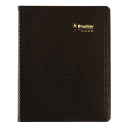 2025 Blueline Plan & Link™ 16-Month Monthly Planner, 9-1/4" x 7-1/4", 50% Recycled, Black, September To December