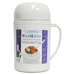 Brentwood Wide-Mouth Glass Vacuum/Foam Insulated Food Thermos, 16.9 Oz, Gray