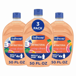 Softsoap Crisp Clean Antibacterial Liquid Hand Soap With Easy Pour Spout, Citrus Scent, 50 Oz, Total Qty 3