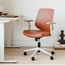 Branch Furniture Daily Ergonomic Vegan Leather Mid-Back Task Chair, Dune