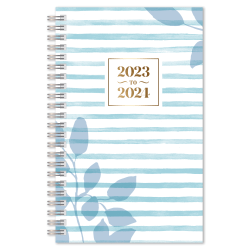 2023-2024 Office Depot® Brand Fashion Weekly/Monthly Academic Planner, 5" x 8", Leaves Blue, July 2023 to June 2024, NW558PPL