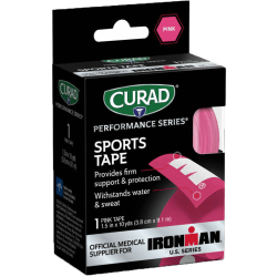 CURAD® IRONMAN Performance Series Sports Tape, 1-1/2" x 10 Yd, Pink, Set Of 24 Rolls