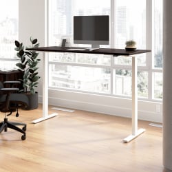 Bush Business Furniture Move 60 Series 72"W x 30"D Electric Height Adjustable Standing Desk, Black Walnut/White Powder Coat, Standard Delivery