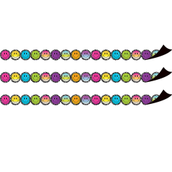 Teacher Created Resources Magnetic Borders, Smiley Faces, 24" x 1-1/2", 12 Borders Per Pack, Set Of 3 Packs