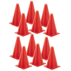 Champion Sports High-Visibility Safety Cones, 9", Bright Orange, Pack Of 12 Cones