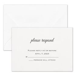 Custom Shaped Wedding & Event Response Cards With Envelopes, 4-7/8" x 3-1/2", Initial Romance, Box Of 25 Cards