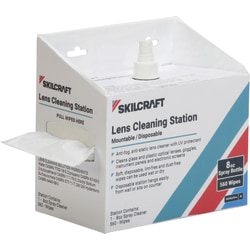 SKILCRAFT® Lens Cleaning Stations, 8 Fl Oz, 3" x 5", 560 Wipes Per Station, Pack Of 4 Stations