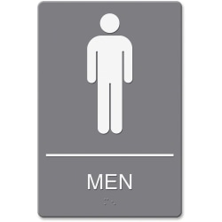 Headline ADA Restroom Sign, Men's, 6" x 9", Gray