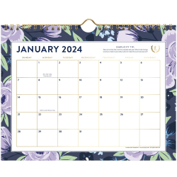 2024 Simplified by Emily Ley for AT-A-GLANCE® Monthly Wall Calendar, 11" x 8-1/2", Lilac Floral, January to December 2024 , EL18-709