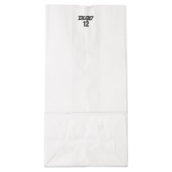 General Paper Grocery Bags, #12, 13 3/4"H x 7 1/16"W x 4 1/2"D, White, Pack Of 500 Bags
