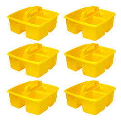 Storex Small Caddies, 5-1/4"H x 9-1/4"W x 9-1/4"D, Yellow, Pack Of 6 Caddies