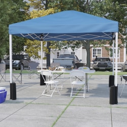 Flash Furniture Portable Tailgate/Event Tent Set-10'x10' Wheeled Pop Up Canopy Tent, 6-Foot Bi-Fold Table, 4 Folding Chairs, Blue