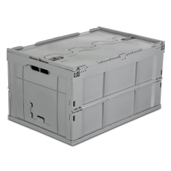 Mount It! Collapsible Plastic Storage Crate, 23.25" x 15.5" x 12.5", Gray