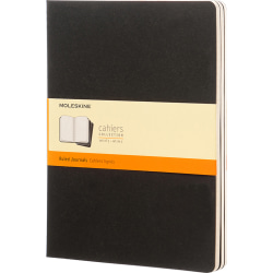 Moleskine Cahier Journals, Extra Large, 7.5" x 10", Ruled, 120 Pages, Black, Set Of 3 Journals