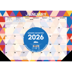 2026 Willow Creek Press Monthly Desk Pad Calendar, 12" x 17", Modern Geometric, January To December, 57117