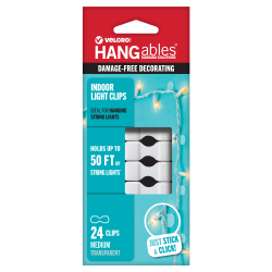 VELCRO® Brand Decorating Indoor Light Clips, Medium, Clear, Total Qty 24