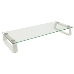 Mount-It! Glass Computer Monitor Riser, 3-1/4"H x 22"W x 8-1/4"D, Clear/White