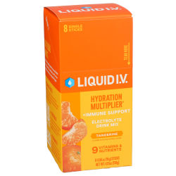 Liquid I.V. Hydration Multiplier Electrolyte Drink Mix, Tangerine Immune, 0.56 Oz, Total Qty 8