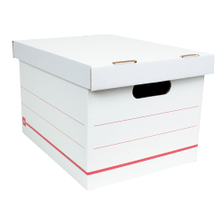 Office Depot® Brand Standard-Duty Corrugated Storage Boxes, Letter/Legal Size, 15" x 12" x 10", 60% Recycled, White/Red, Pack Of 15