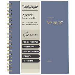 Mead Cambridge® WorkStyle® Classic Academic 2026-2027 Weekly Monthly Planner, Steel Blue, Large, 8 1/2" x 11"